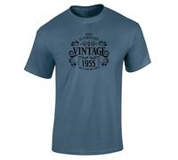 70th Birthday Gift for Men - Vintage Mens T Shirt Born 1955 Aged to Perfection - 1955 Birthday Gifts for Men Indigo Blue Size XXL