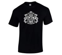 70th Birthday Gift for Men - Vintage Mens T Shirt Born 1955 Aged to Perfection - 1955 Birthday Gifts for Men Black Size S
