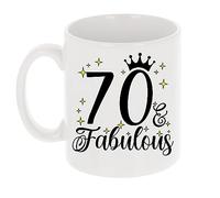 70th Birthday Gift for Women Age & Fabulous Mug Gift for Coffee Lovers Tea Cup Present 11oz Coffee Mug Funny Novelty Mug Gift for Men or Women
