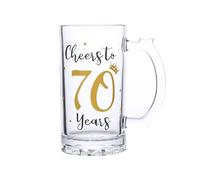 70th Birthday Gift，Men and Women Cheering 70th Birthday Beer Mugs，Cheers to the 70th Anniversary Beer Glass，70th Birthday Party Wedding Anniversary Decorative Gift, 18 Ounce (Cheers to 70 Years)