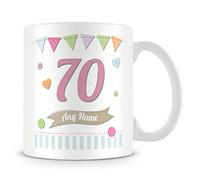 70th Birthday Gift- Personalised Mug/Cup - Add Name - Birthday Shabby Chic Design