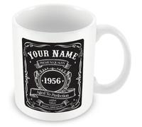 70th Birthday Gift - Vintage 1956 Personalised Mug/Cup (add Name, Year) - Black