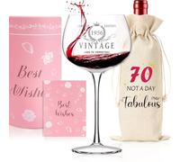 70th Birthday Gifts for Her, Personalised Gifts 70th Birthday Decorations, Vintage 1956 Platinum 70th Wine Glass, Decorative Wine Bag Gift, 70 Bday Gifts Idea for Women Friends Daughter Sister Mom