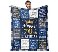 70th Birthday Gifts for Men, 50" x 60" Father Blanket, 70 Year Old Present for Him, 1955 Gift for Him, Unique Birthday Presents for Dad, Grandpa, Husband, Brother, Friends (Blue)