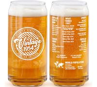 70th Birthday Gifts For Men & Women - Vintage 1954 20 Oz Double-Sided Beer Can Glass (1 Count) - Beer Can Glass Gift for a 70 Year Old Dad, Grandpa - Funny Glass Gift for His or Her 70th Birthday