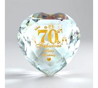70th Birthday Gifts For Women,70th K9 Heart Crystal Keepsake Gifts For Mum,Wife,Sister,Friends Happy 70 Years Birthday Presents For Women, Glass Paperweight With Box & Jewelry Cloth