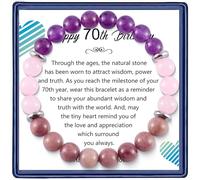 70th Birthday Gifts for Women, Amethyst Beads Birthday Bracelet for Woman Truning 70 Years Old Jewelry Gift for Her Women Mom Sister Best Friend Wife Grandmother Birthday Gifts, M, Stone, Lapis Lazuli