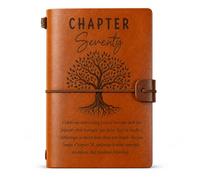 70th Birthday Gifts for Women, Brown PU Leather Chapter 70 Journal Notebook | Elegant Journal Notebook with Card Slots and Storage Pocket, Classic 70th Birthday Presents for Senior Ladies