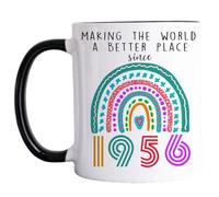 70th Birthday Gifts for Women Men Coffee Mugs - 70th Birthday Gifts Ideas, Making The World A Better Place Since 1956 Cup, Turning 70 Year Old Birthday Gift for Mom Dad Wife Husband 11oz (1956)