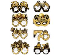 70th Birthday Glasses, LMSHOWOWO 8PCS Paper Novelty 70th Birthday Party Glasses, Funny Happy Birthday Photo Booth Props for Men Women Cheers to 70 Years 70th 1955 Birthday Party Decoration Supplies