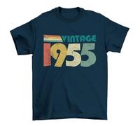 70th Birthday in 2025 T Shirt Vintage 1955 Retro Style Design Gift Idea Midnight Navy Blue/M