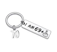 70th Birthday Keyring Happy Birthday Gifts for Women Men Idea as a Joke Celebration Funny Keyring Gifts for Best Friend Mum Dad Nanny Grandad (70th keyring)