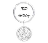 70th Birthday Keyring Sixpence, Genuine British Coin Gift, 1956, Unisex Keepsake for Celebrating Seven Decades