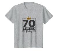 70th Birthday Legend Gift for Men Milestone Celebration T-Shirt, Kids, Heather Grey, 6 Years