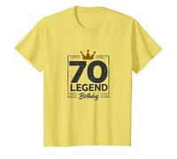 70th Birthday Legend Gift for Men Milestone Celebration T-Shirt, Kids, Lemon, 8 Years