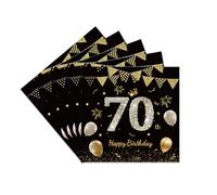 70th Birthday Napkins 40PCS Black and Gold 70th Birthday Celebration Party Decoration Napkins Birthday Table Decoration Party Supplies Black and Gold Evening Napkin for Men and Women