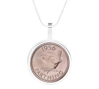 70th Birthday Necklace Wren Farthing, Genuine Vintage 1956 Coin Pendant Gift, Elegant Keepsake for Her Celebrating a Cherished Milestone