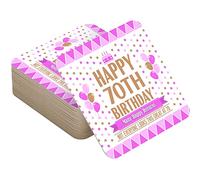 70th Birthday Party Beer Mats - Pack of 48 Cardboard Drink Coasters for Men and Women - Table Decorations Tableware for Parties - Accessories for Home Bars Pubs - Looks Great - Pink