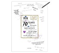 70th Birthday Party Guest Book Poster - Table Centerpiece Decoration Banner for Women or Men Turning 70 years old - Sweet Guest Book Alternative - Size A3 Art Anniversary Keepsake Sign for Wishes