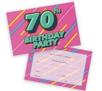 70th Birthday Party Invitations Men Women - Funky Colours 36 Pack - Adults Birthday Invitations for Friends Family A6 Bday Party Invites Invitation Cards with Folding Envelopes