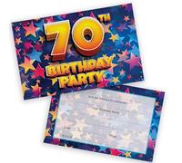 70th Birthday Party Invitations Men Women - Celebration Stars 28 Pack - Adults Birthday Invitations for Friends Family A6 Party Invites Invitation Cards with Folding Envelopes