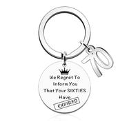 70th Birthday Presents for Women, Funny 70th Birthday Keychain Presents, as a Sweet Joke for Her Him-We Regret to Inform You that Your Sixties Have Expired