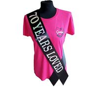 70th Birthday Sash - 70 Years Loved Sash - Beautiful Quality Black Ribbon and Holographic Silver Font 70th Birthday Sash