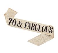 70th Birthday Sash, Age 70 Fabulous Sash, 70th Sash, Luxury Sparkling Glitter Gold Happy Birthday Sash, 70th Birthday Decorations.