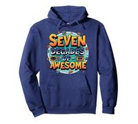 70th Birthday Seven Decades of Awesome for Men Pullover Hoodie, Adult Unisex, Navy, S