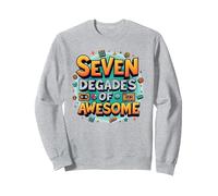 70th Birthday Seven Decades of Awesome for Men Sweatshirt, Adult Unisex, Heather Grey, S