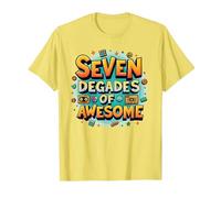 70th Birthday Seven Decades of Awesome for Men T-Shirt, Men, Lemon, S