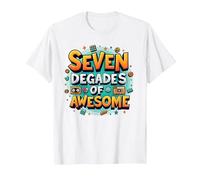 70th Birthday Seven Decades of Awesome for Men T-Shirt, Men, White, S