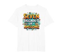 70th Birthday Seven Decades of Awesome for Men T-Shirt, Men's Big and Tall, White, 4X Tall