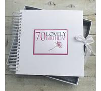 70TH Birthday. Special Occasion. Card & Memory Book. NEON Flower Design. Hand Finished by WHITE COTTON CARDS (NA70FC)