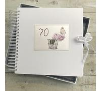 70TH Birthday. Special Occasion. Card & Memory Book. Peonies & Butterfly Design. Hand Finished by WHITE COTTON CARDS (P70CM)