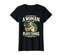 70th Birthday Tennis Lover Never Underestimate A Woman T-Shirt
