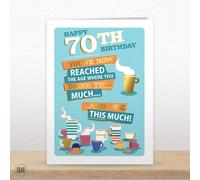 70th Birthday You've Reached The Age Where You Drink This Much And Pee This Much! - Funny 70th Birthday Card