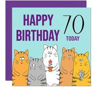 70th Happy Birthday Card - Cute Cats Birthday Card for 70 Year old Seventy, Seventieth