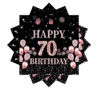 70th Serviettes Napkins,Black Rose and Gold Serviettes 70th Birthday Napkins for Women Women,20Pcs Napkins Disposable Tableware,Tissue Luncheon Paper Napkin for Women,Kids 70th Birthday Party Supplies