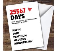70th Wedding Anniversary Card Personalised Really In Charge | Custom Card Personalised Cards, For Husband, For Wife, Him, Her, Anniversary, 70th
