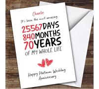 70th Wedding Anniversary Card Personalised The Most Amazing Days Months Years | Custom Card Personalised Cards, For Husband, For Wife, Him, Her, Anniversary, 70th