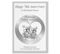 70th Wedding Anniversary cards Platinum 70 Seventy Year Happy Unique Greeting (Special Parents card - Love Bears)