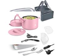 70W Faster Heating Electric Lunch Box[2022 Upgrade], Food Warmer Container, Portable Food Reheater, 1.8L Capacity for Car and Home/Office, with Carry Bag and Fork & Spoon (Pink)