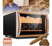70W Intelligent Cigar Humidor Cabinet Temperature Range 11~18℃, 25l Cigar Humidor Cabinet Storage Capacity: 150 Cigars + 2 Layers Gifts for Men Father Day,Gold-A