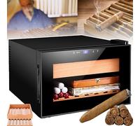 70W Intelligent Cigar Humidor Cabinet Temperature Range 11~18℃, 25l Cigar Humidor Cabinet Storage Capacity: 150 Cigars + 2 Layers Gifts for Men Father Day,Black-A