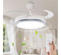 70W LED Ceiling Fan with Remote Control and Retractable Blades ExtraStar White One Size