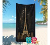 70x140 cm Sand-Free Quick-Dry Beach Towel Extra Large Romantic Building With Stars Travel & Pool Towel Lightweight Super-Absorbent Black for Adults & Kids Cruise,Holiday,Pool,Lounge Sunbathing