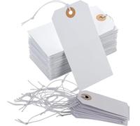70x35mm Large Price Tags with Strings, 50 Pcs White Gift Tie on Blank Marking Tags,Luggage Labels with Reinforced Eyelet,Price Tag, for Crafting,Gift Wrap,Wedding, Birthday