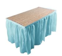 70x420cm Disposable Plastic Table Skirt for Baby Shower Birthday Party Outdoor Wedding Party Table Skirts(Light blue)