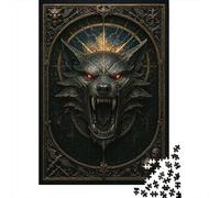 70x50cm/1000pcs 1000 Piece Jigsaw, Black Wolf Head - Gothic Metal Fantasy Poster, Festive Present